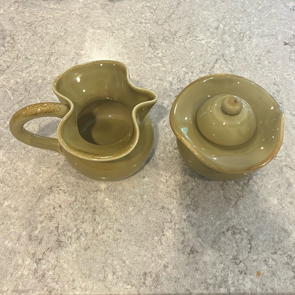 Southern Living at Home Creamer and Sugar Toscana Collection Italy Sage Green